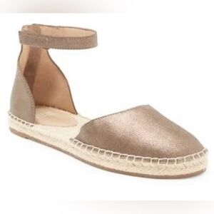 Eileen Fisher Lala Metallic Gold Leather Espadrille Flats